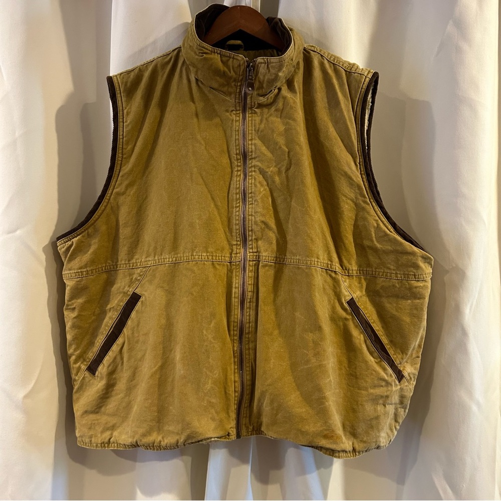 VTG Wrangler Hero‎ Vest Men’s 3XL Faux Sherpa Lined Insulated Tan Western